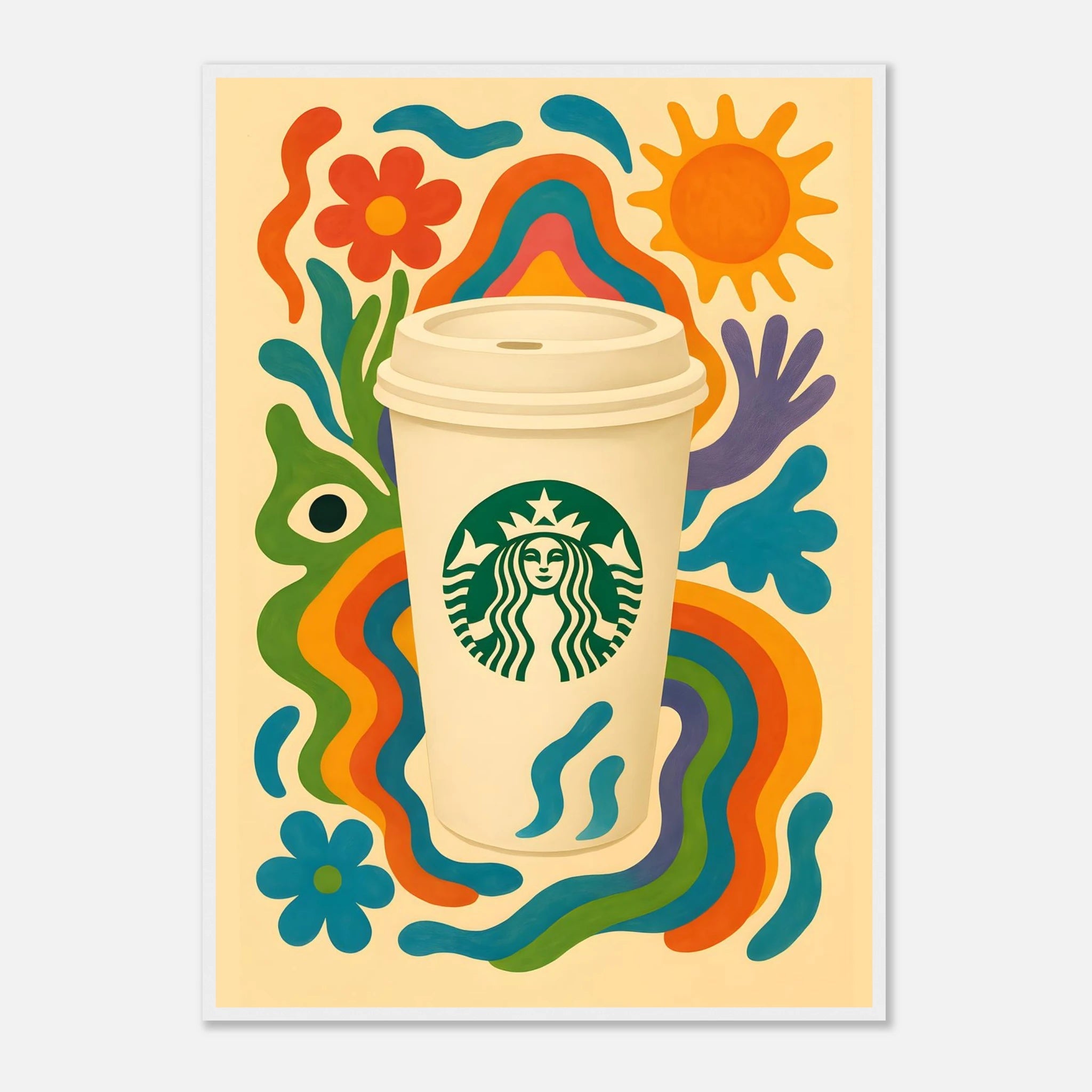 Starbucks Coffee Drink Illustration Poster - Premium Semi - Glossy Poster - Mounted Framed Poster - The House Of BLOC