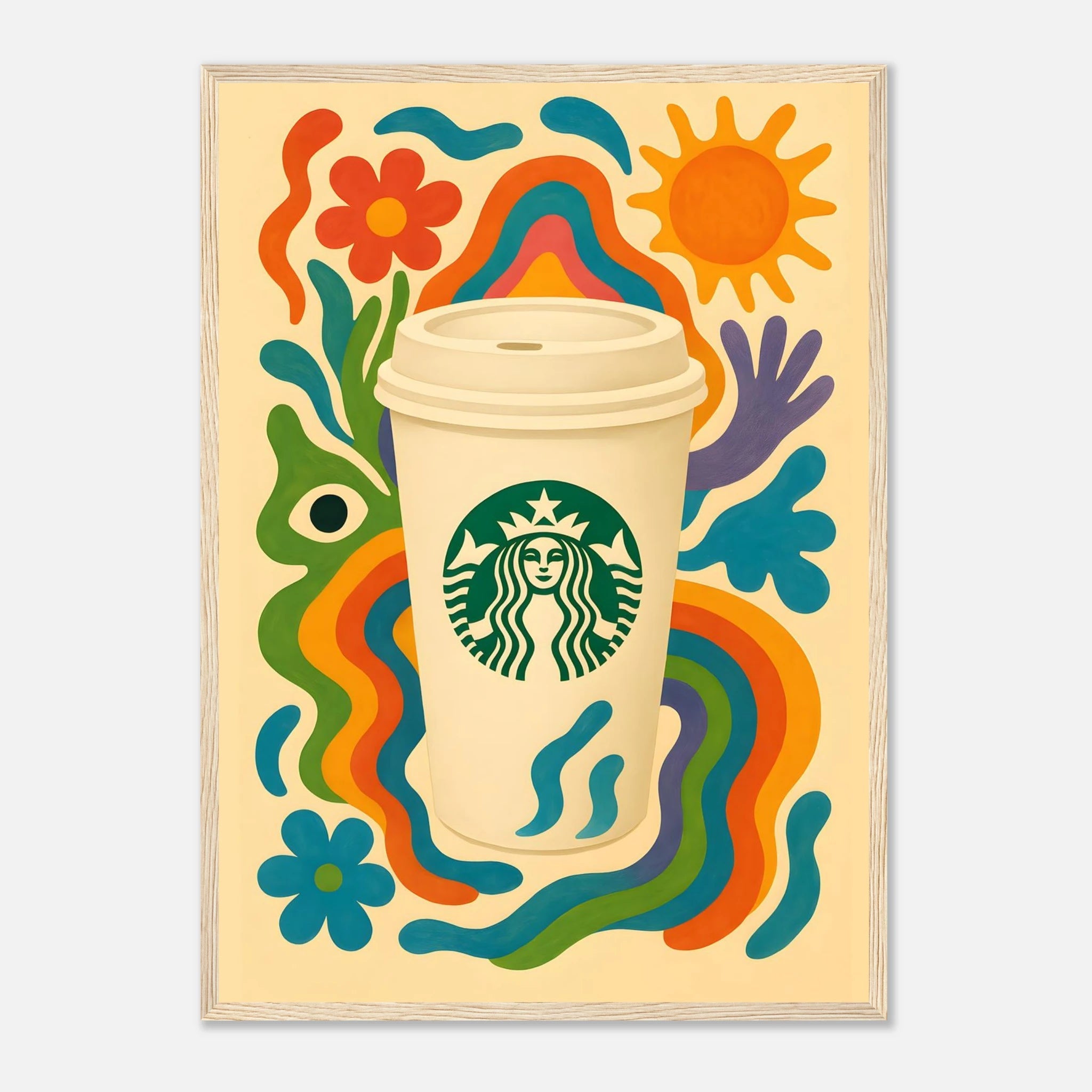 Starbucks Coffee Drink Illustration Poster - Premium Semi - Glossy Poster - Mounted Framed Poster - The House Of BLOC