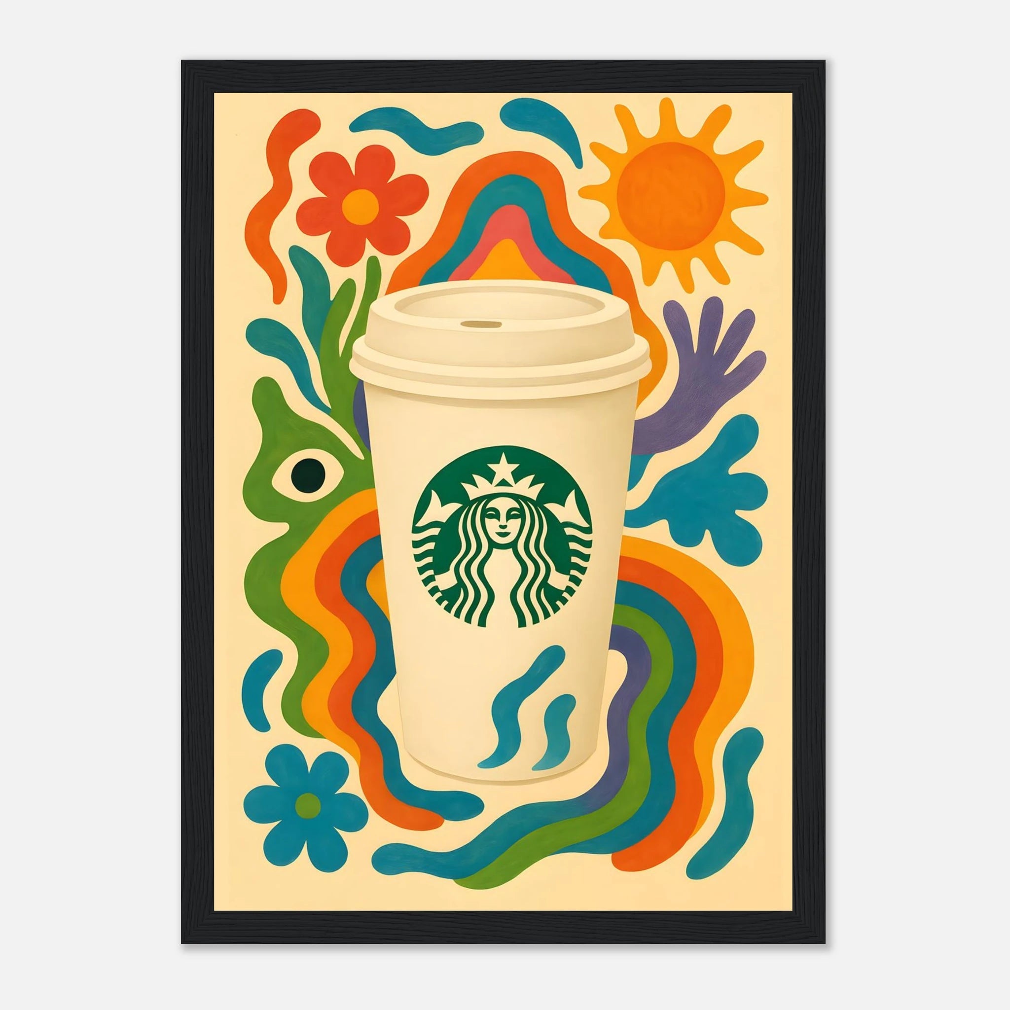 Starbucks Coffee Drink Illustration Poster - Premium Semi - Glossy Poster - Mounted Framed Poster - The House Of BLOC