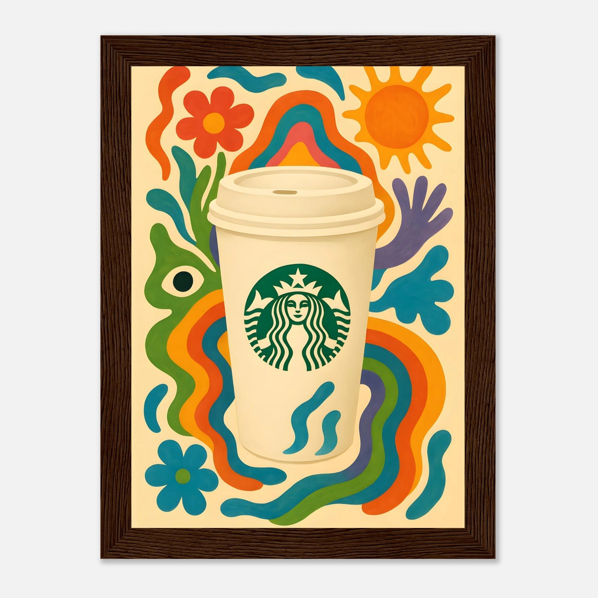 Starbucks Coffee Drink Illustration Poster - Premium Semi - Glossy Poster - Mounted Framed Poster - The House Of BLOC