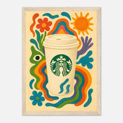 Starbucks Coffee Drink Illustration Poster - Premium Semi - Glossy Poster - Mounted Framed Poster - The House Of BLOC
