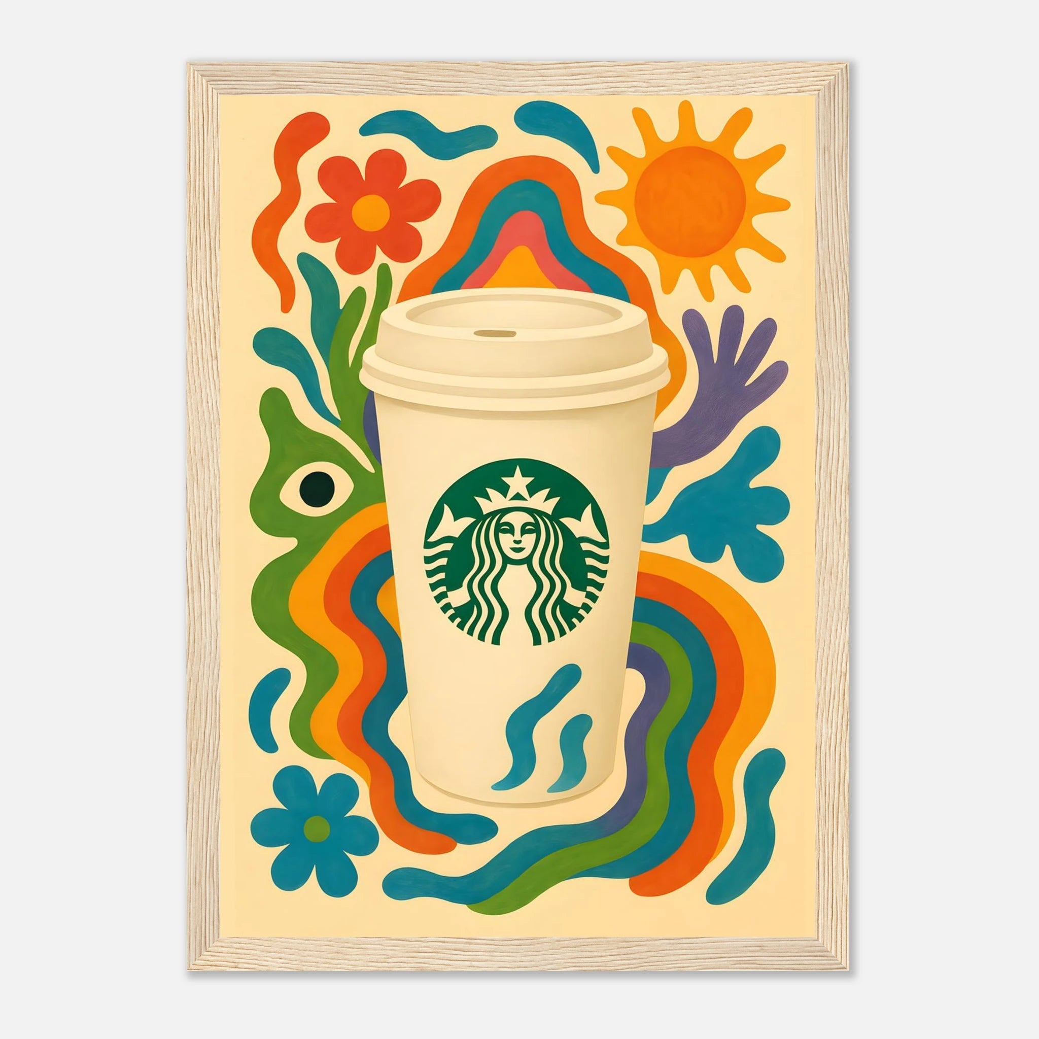 Starbucks Coffee Drink Illustration Poster - Premium Semi - Glossy Poster - Mounted Framed Poster - The House Of BLOC