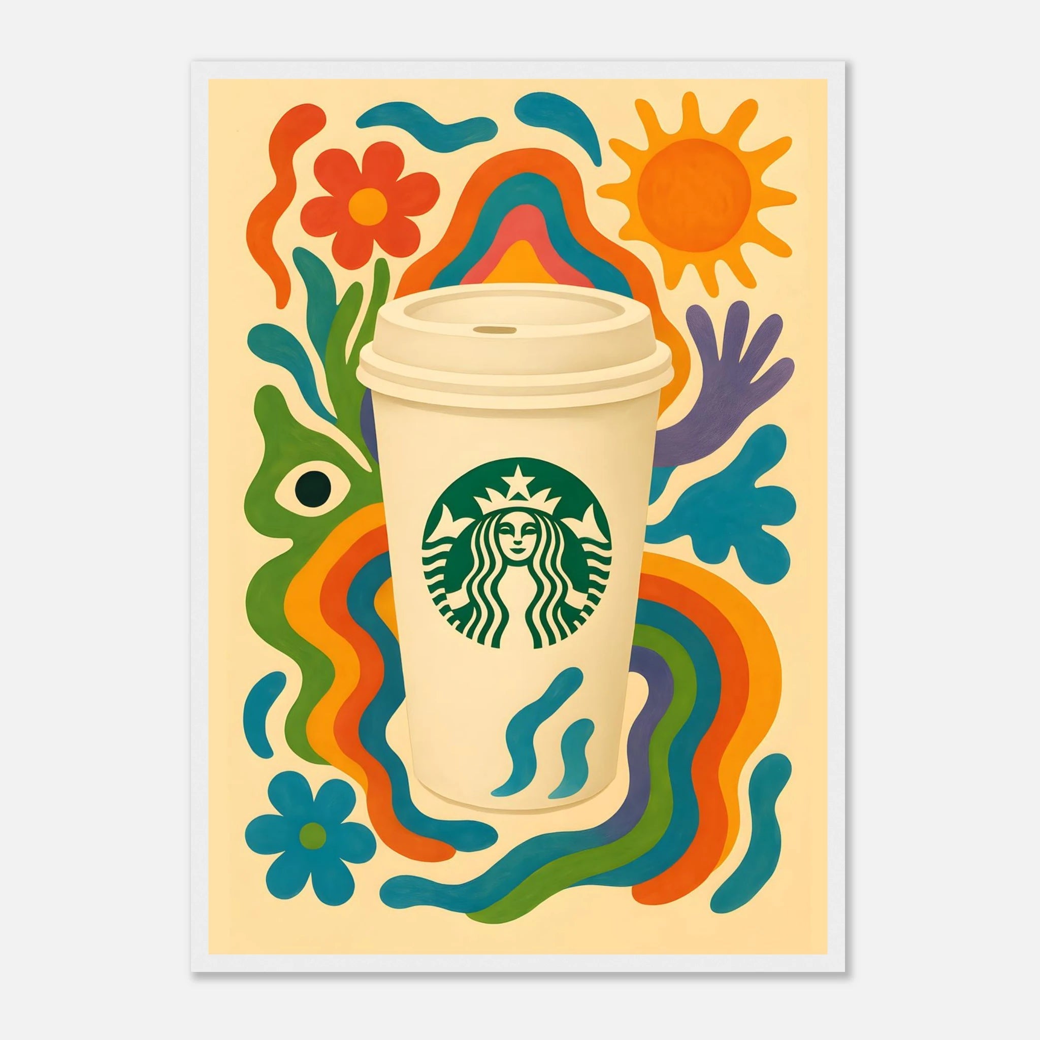 Starbucks Coffee Drink Illustration Poster - Premium Semi - Glossy Poster - Mounted Framed Poster - The House Of BLOC