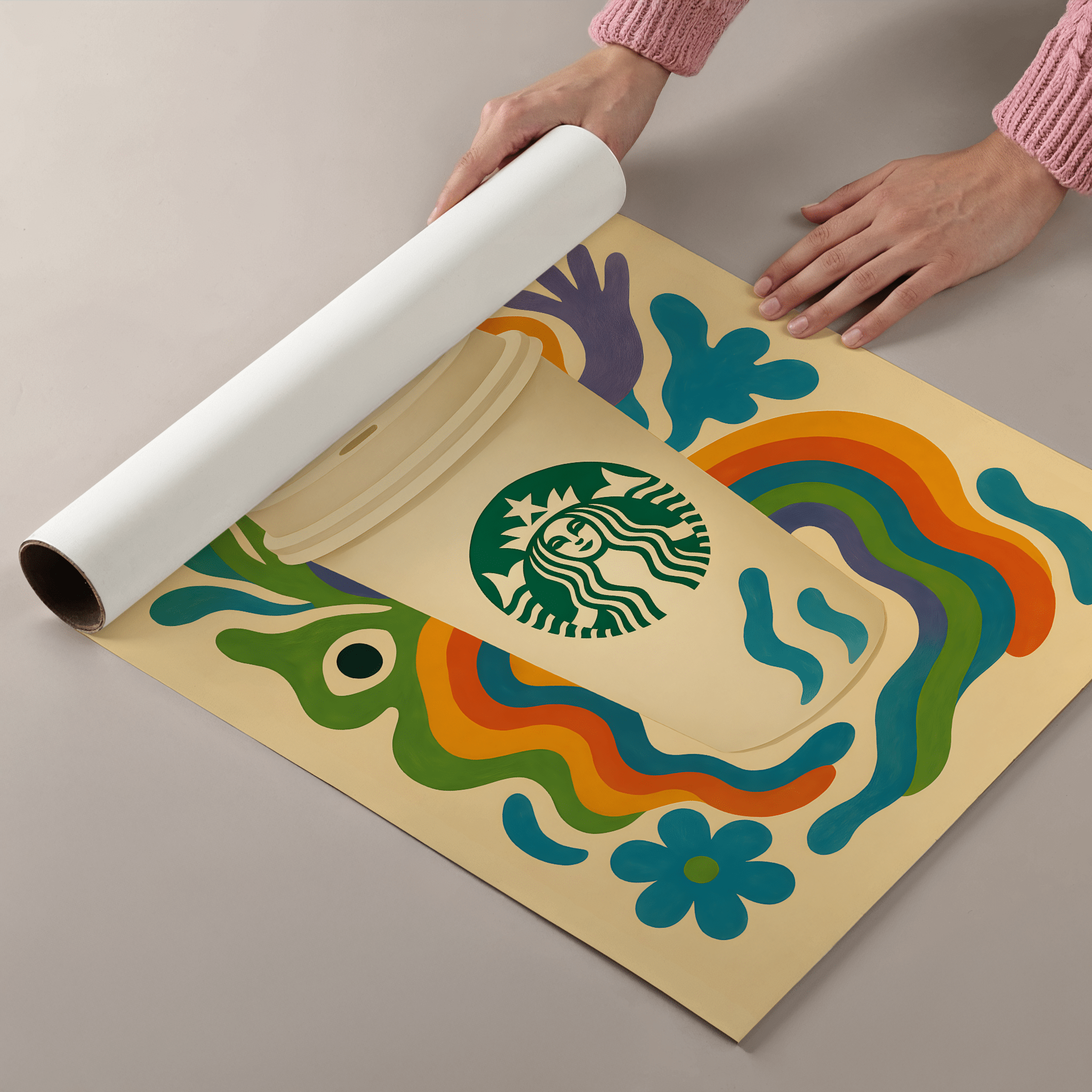 Starbucks Coffee Drink Illustration Poster - Premium Semi - Glossy Poster - Mounted Framed Poster - The House Of BLOC