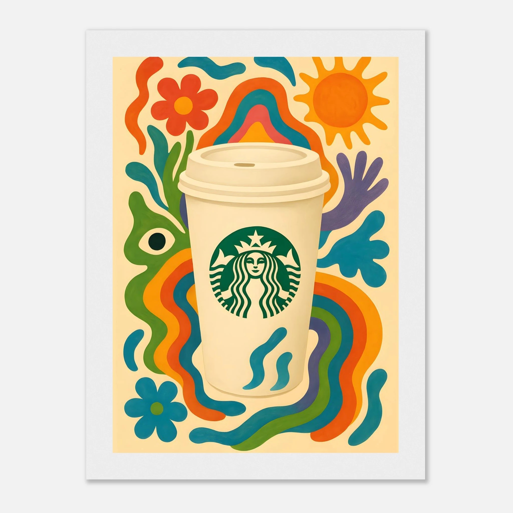 Starbucks Coffee Drink Illustration Poster - Premium Semi - Glossy Poster - Mounted Framed Poster - The House Of BLOC