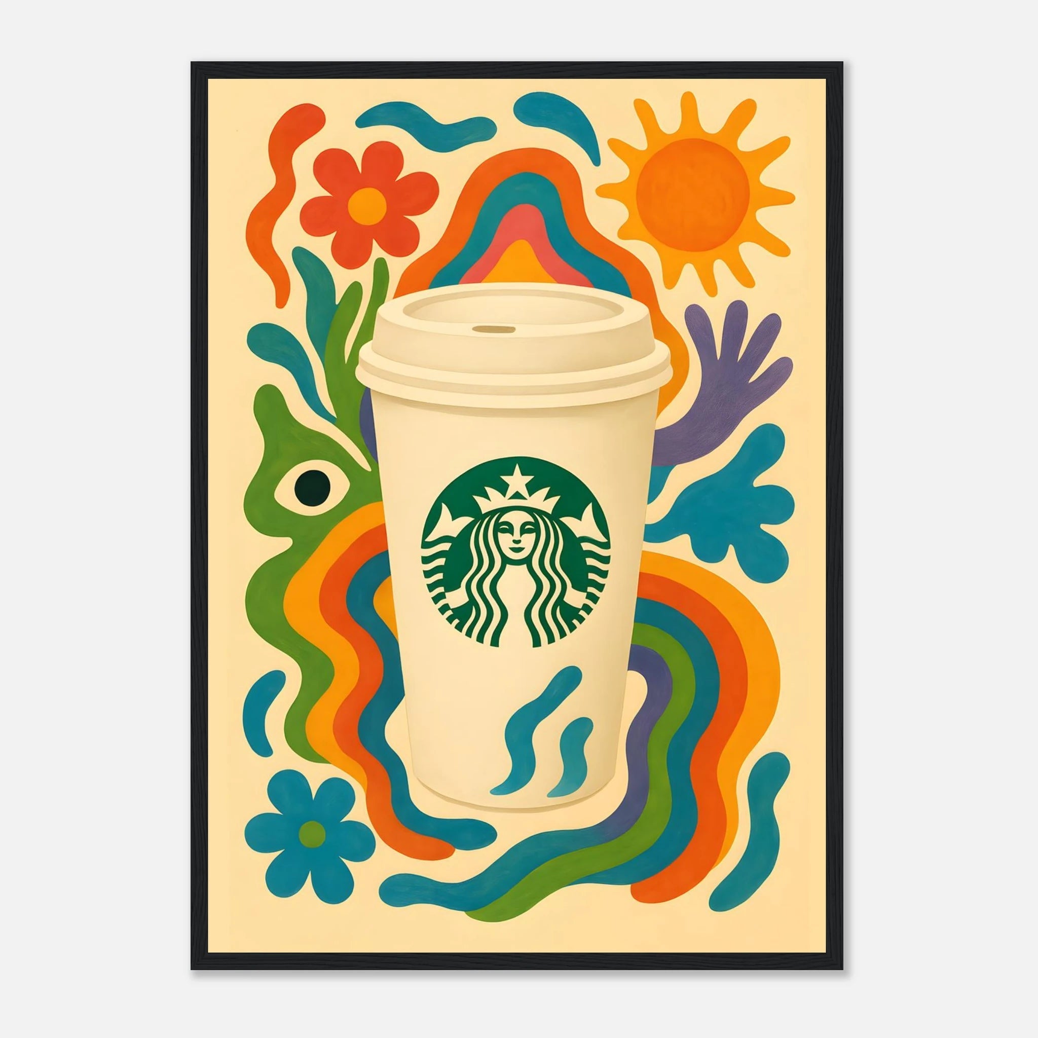 Starbucks Coffee Drink Illustration Poster - Premium Semi - Glossy Poster - Mounted Framed Poster - The House Of BLOC