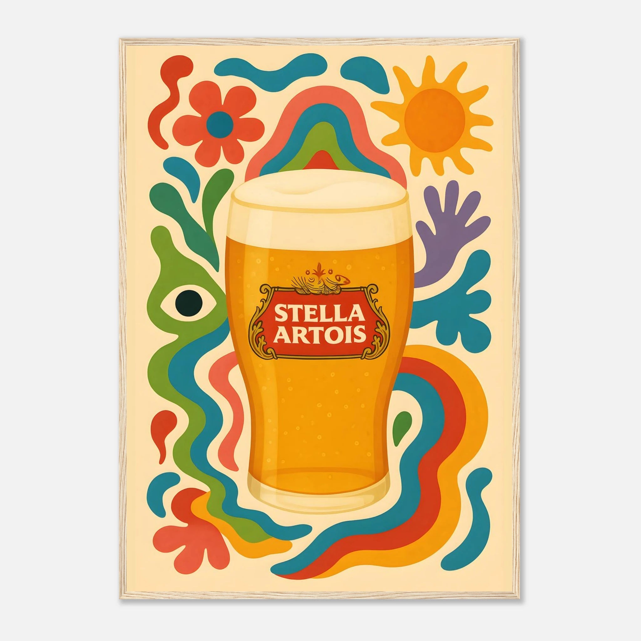 Stella Artois Drink Illustration Poster - Premium Semi - Glossy Poster - Mounted Framed Poster - The House Of BLOC