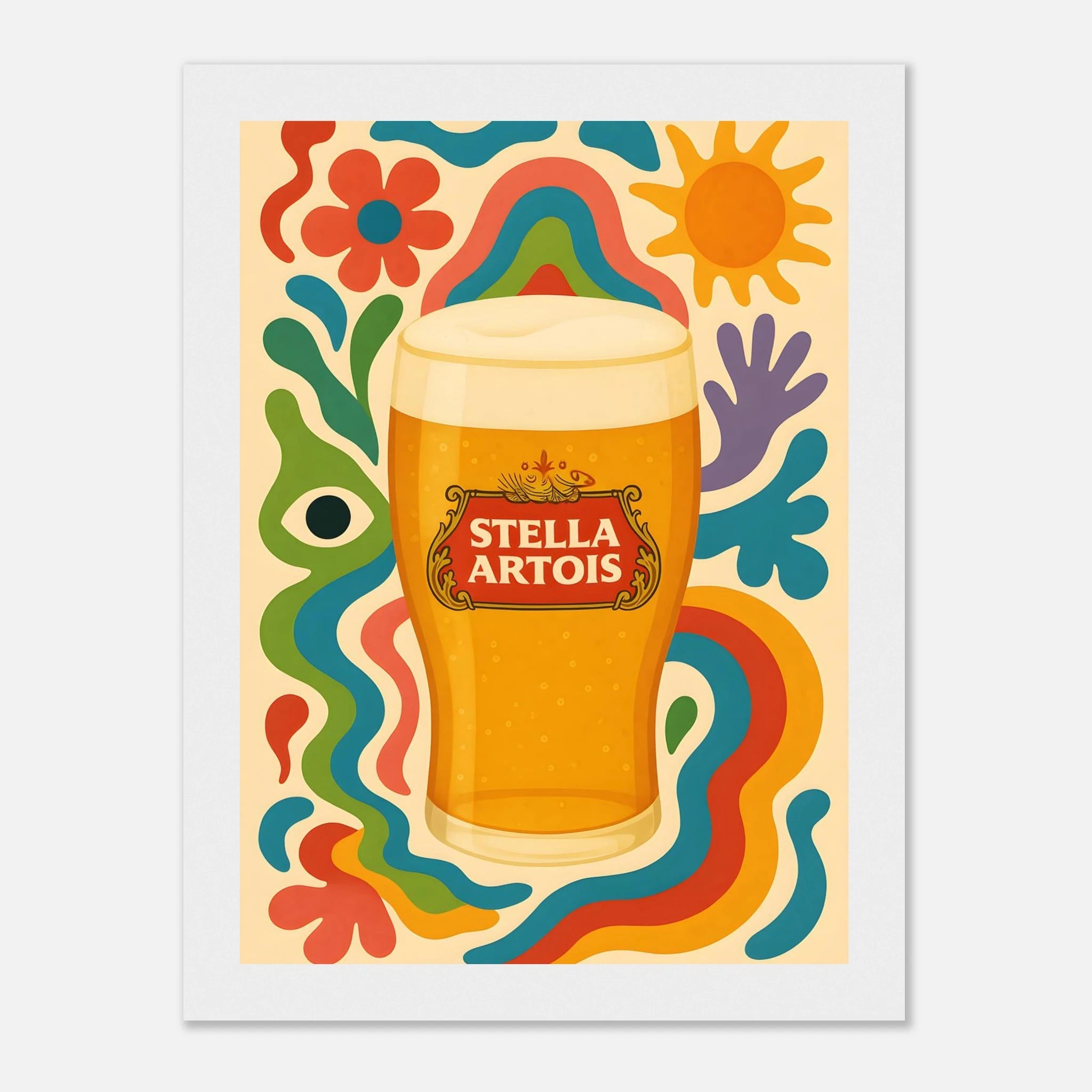 Stella Artois Drink Illustration Poster - Premium Semi - Glossy Poster - Mounted Framed Poster - The House Of BLOC