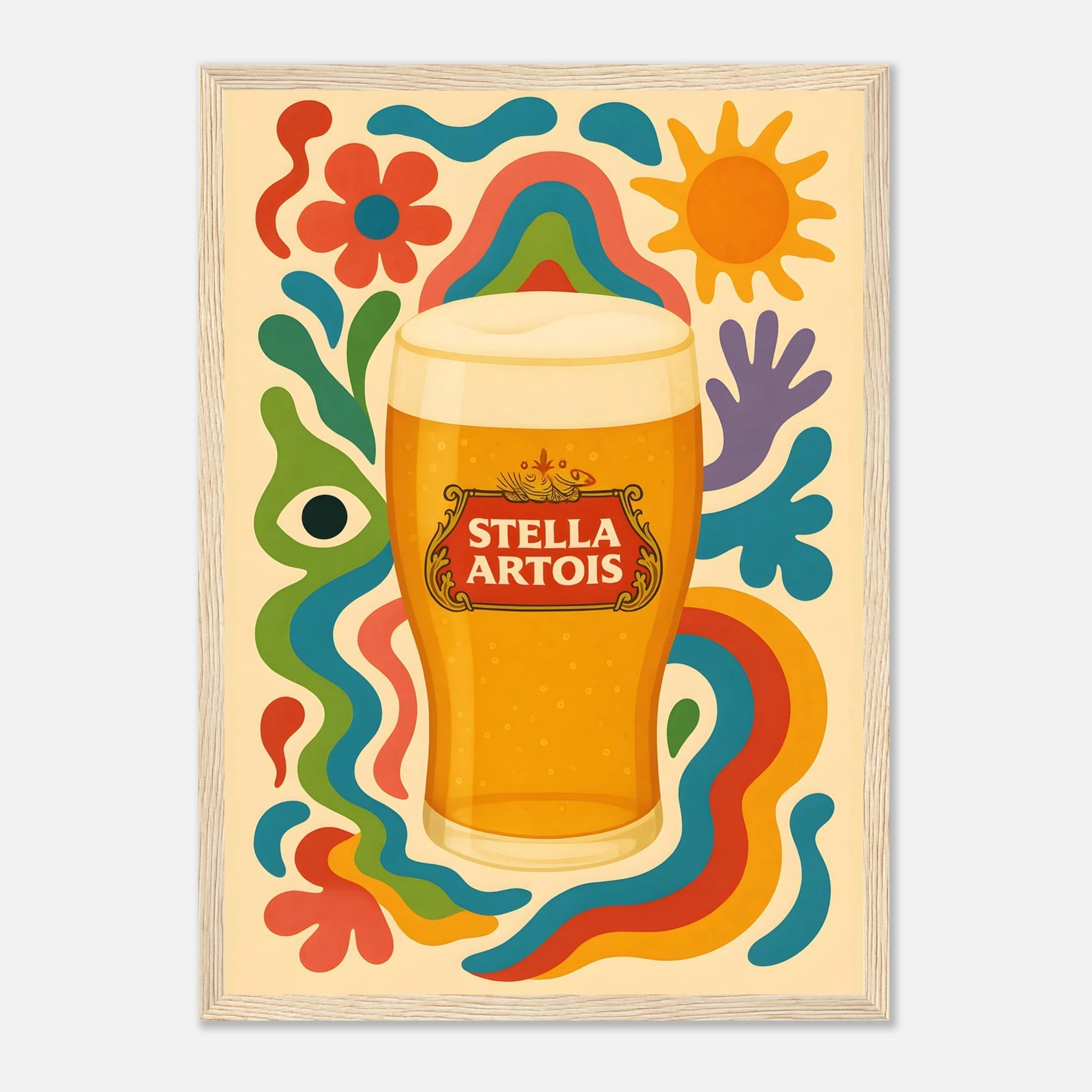 Stella Artois Drink Illustration Poster - Premium Semi - Glossy Poster - Mounted Framed Poster - The House Of BLOC