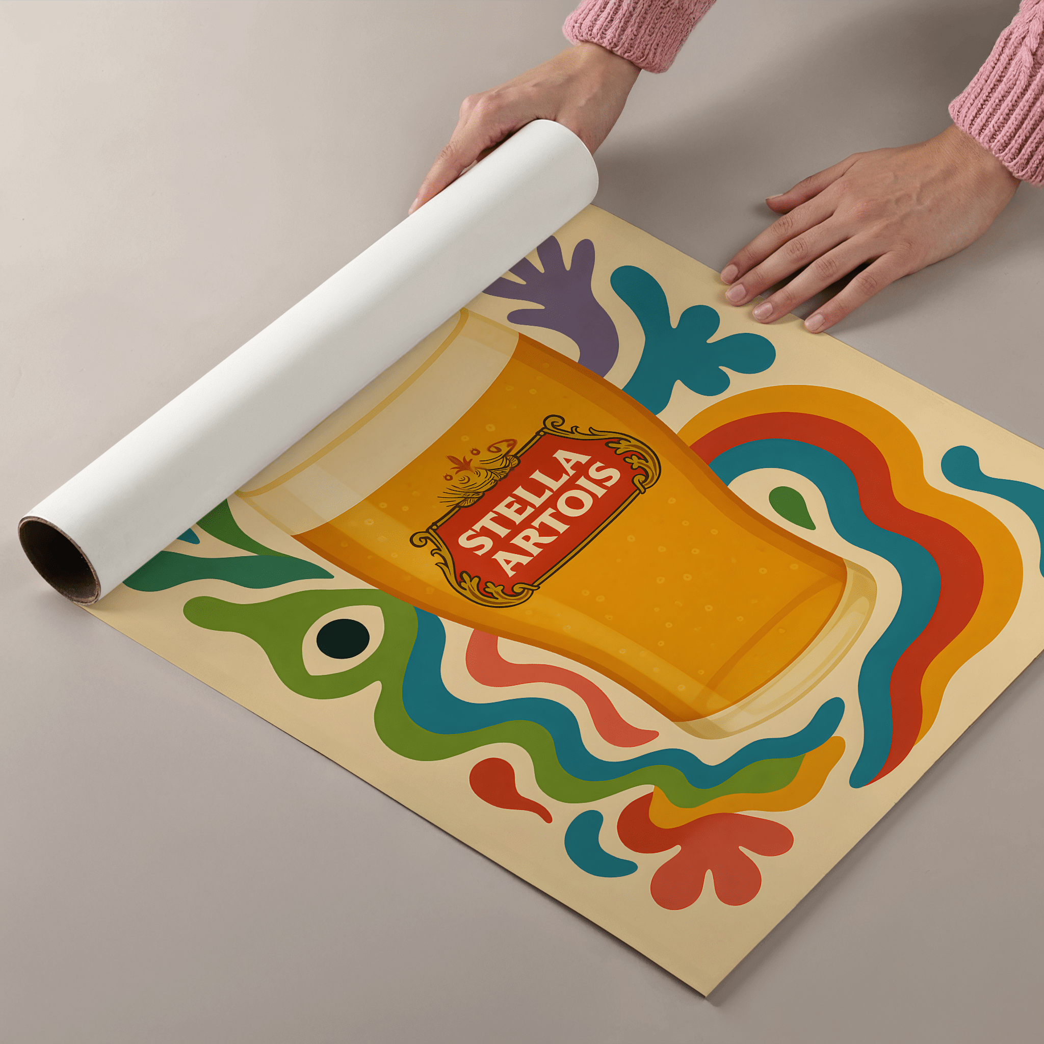 Stella Artois Drink Illustration Poster - Premium Semi - Glossy Poster - Mounted Framed Poster - The House Of BLOC