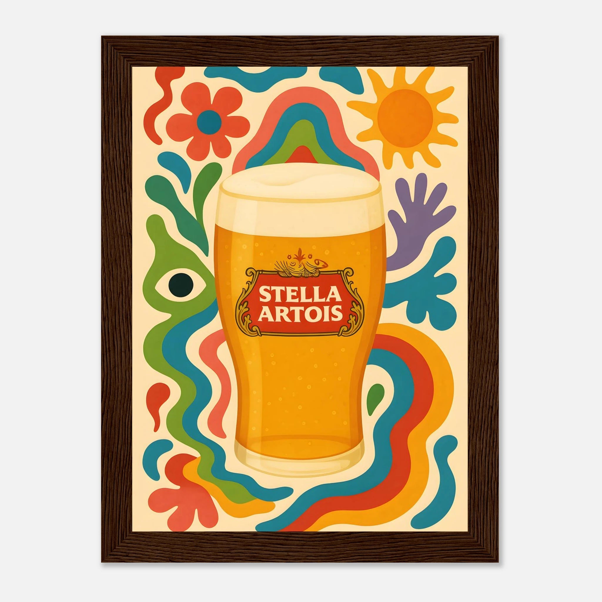 Stella Artois Drink Illustration Poster - Premium Semi - Glossy Poster - Mounted Framed Poster - The House Of BLOC