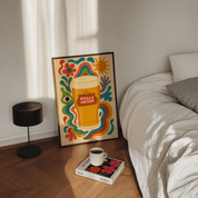 Stella Artois Drink Illustration Poster - Premium Semi - Glossy Poster - Mounted Framed Poster - The House Of BLOC