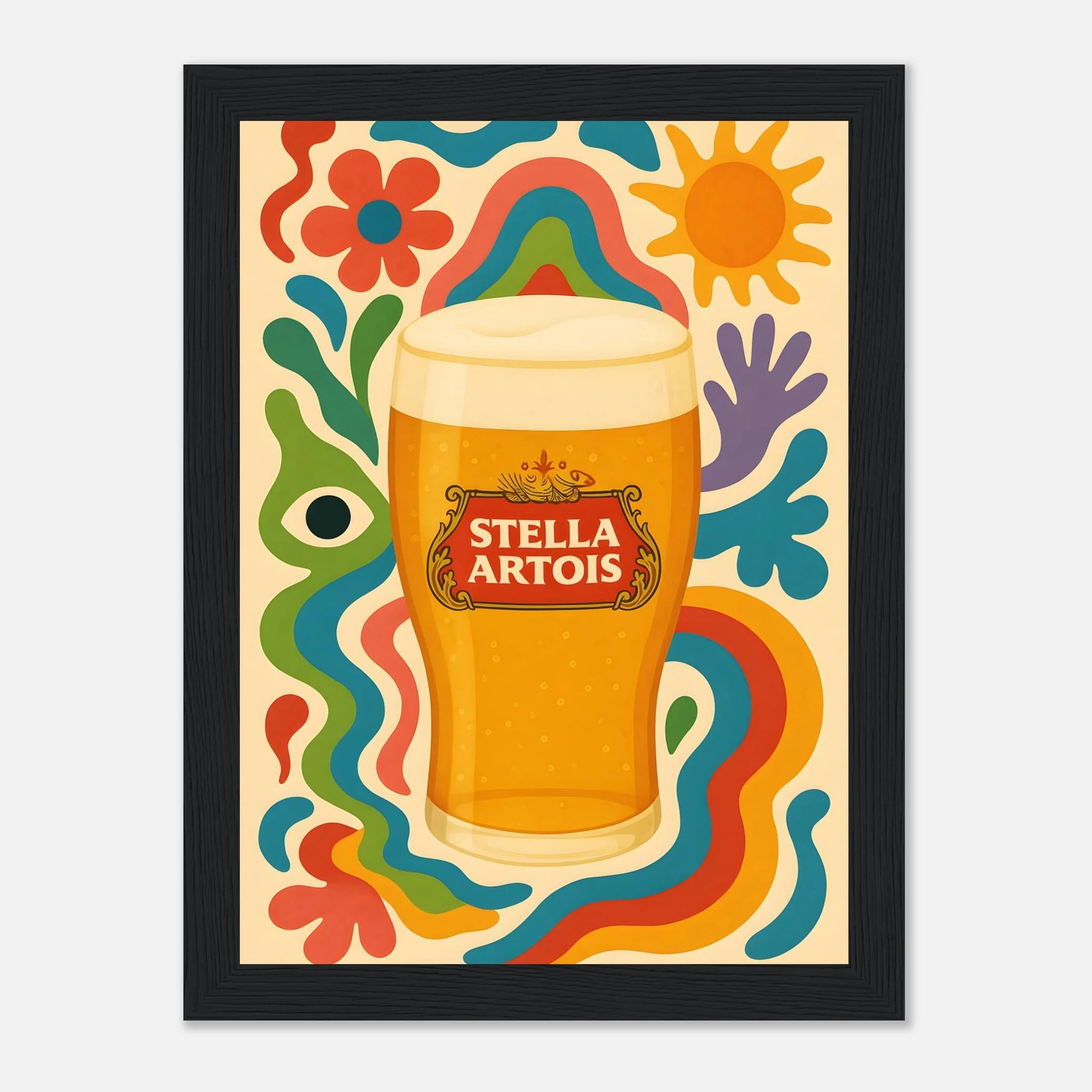 Stella Artois Drink Illustration Poster - Premium Semi - Glossy Poster - Mounted Framed Poster - The House Of BLOC