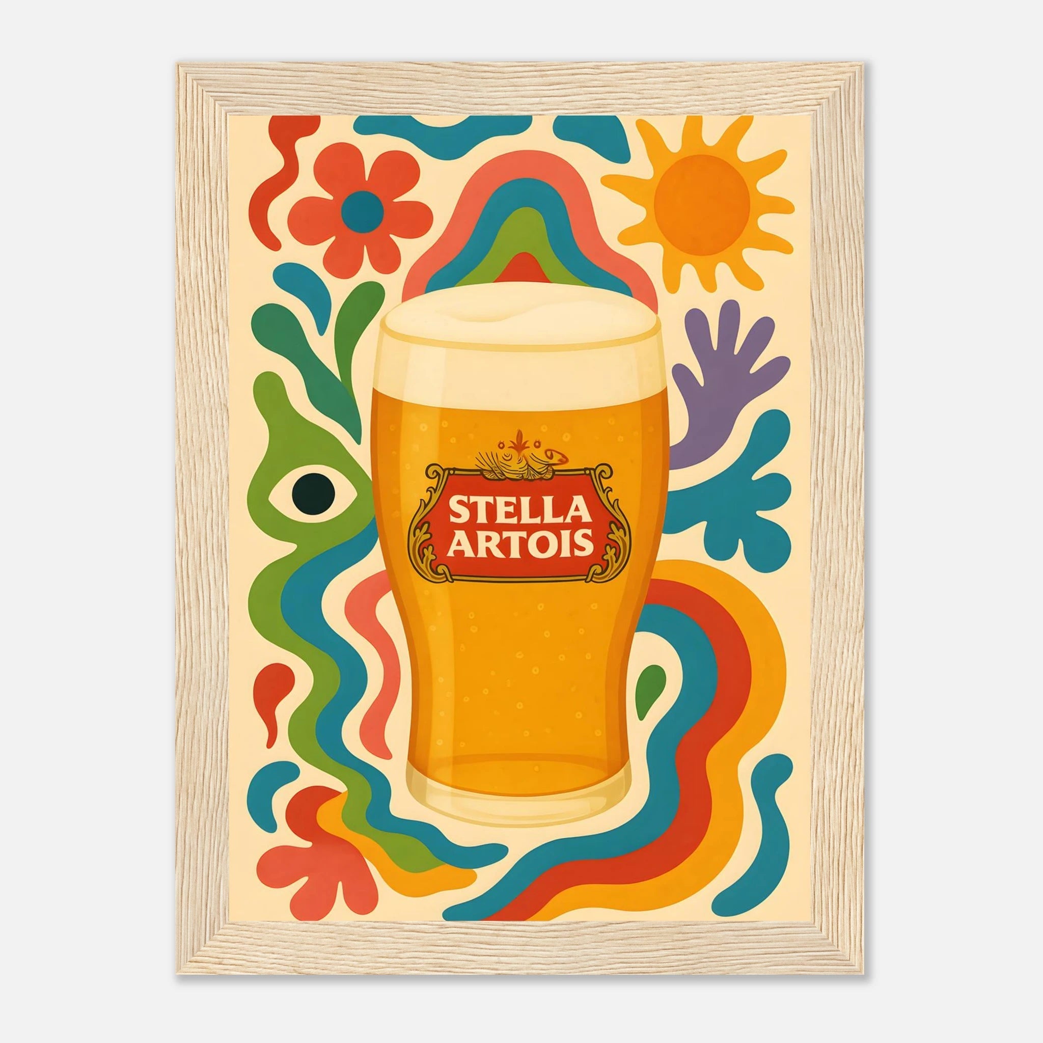 Stella Artois Drink Illustration Poster - Premium Semi - Glossy Poster - Mounted Framed Poster - The House Of BLOC