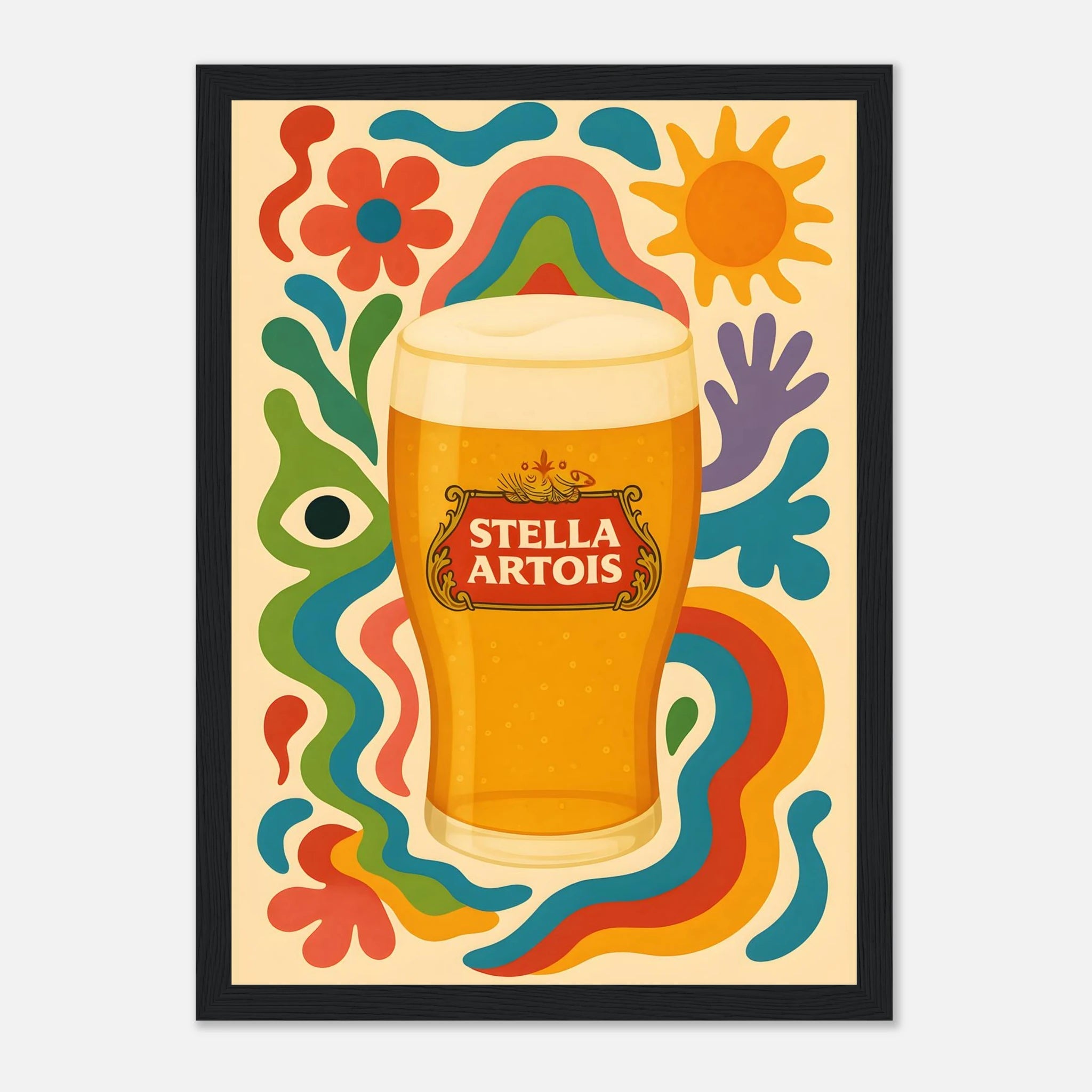 Stella Artois Drink Illustration Poster - Premium Semi - Glossy Poster - Mounted Framed Poster - The House Of BLOC