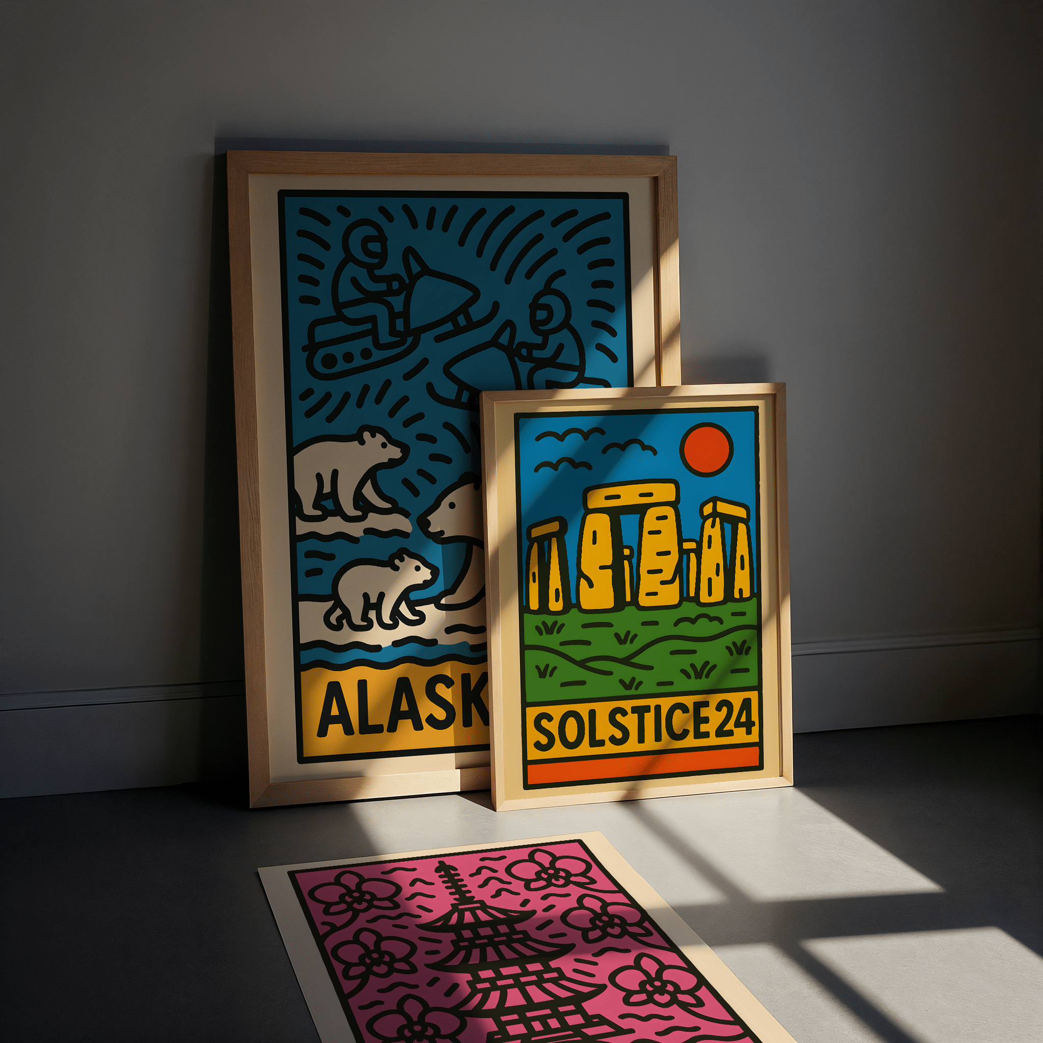 Stone Henge Solstice Poster - Keith Haring Inspired - Premium Semi - Glossy Poster - The House Of BLOC