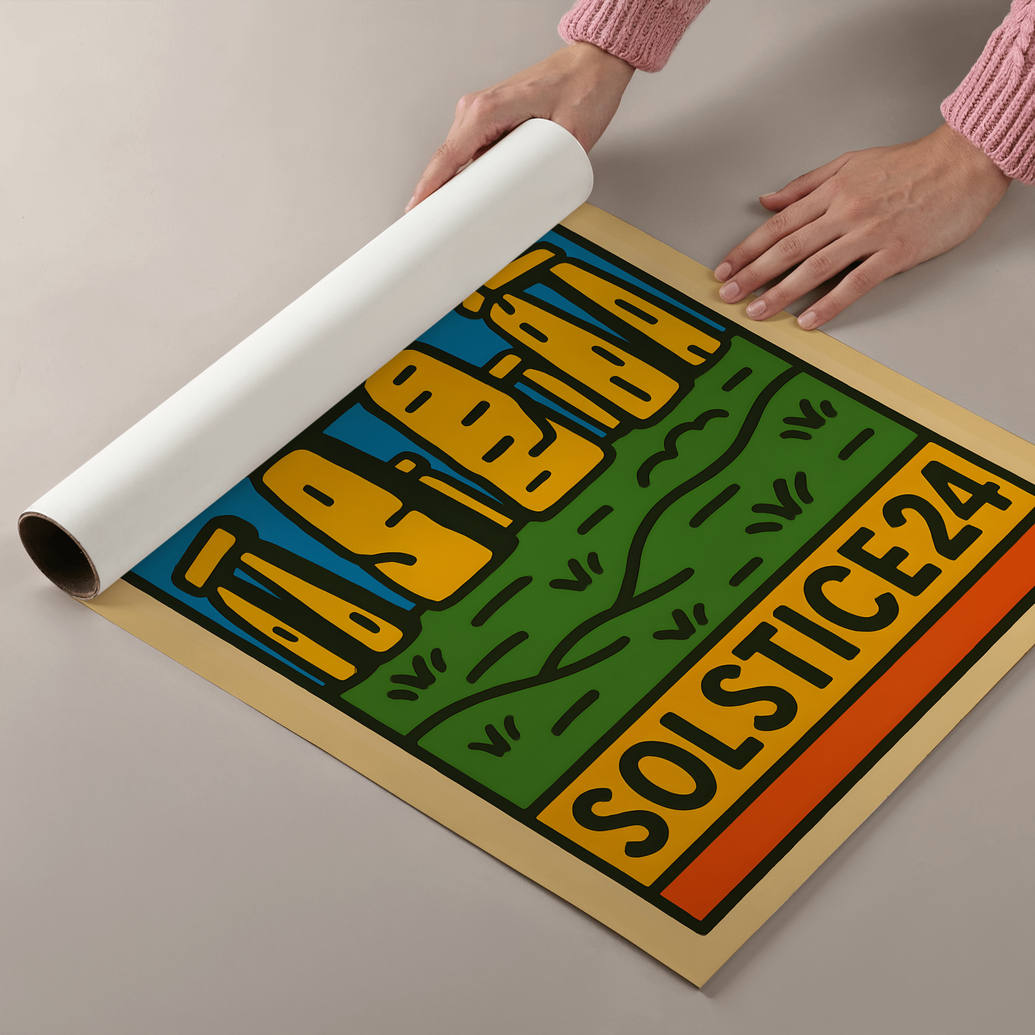 Stone Henge Solstice Poster - Keith Haring Inspired - Premium Semi - Glossy Poster - The House Of BLOC