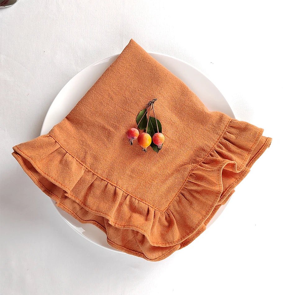 Ten Piece Set Of Soft Cotton Flounced Napkins - The House Of BLOC