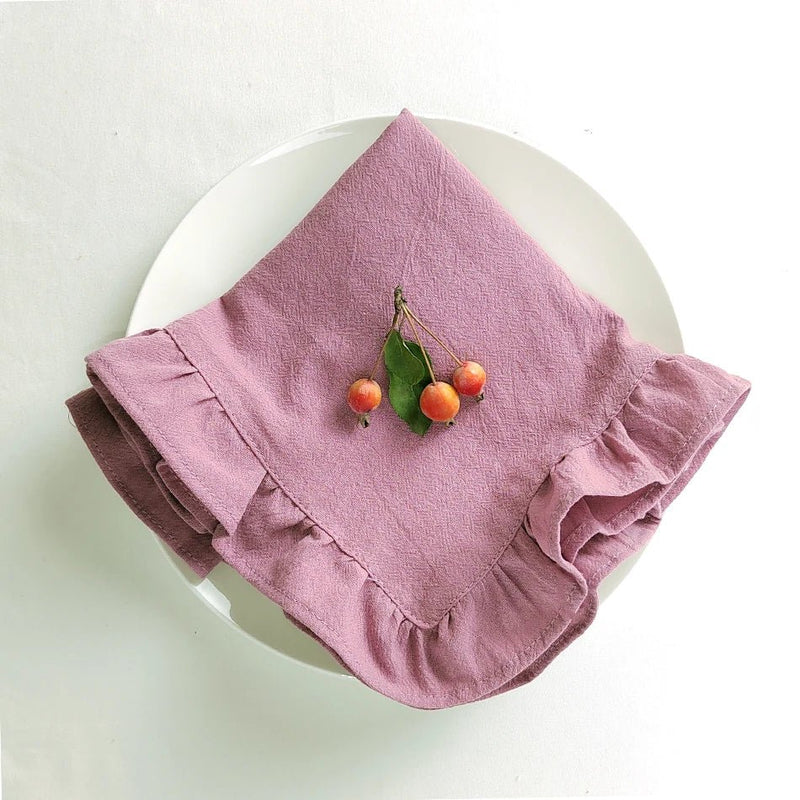 Ten Piece Set Of Soft Cotton Flounced Napkins - The House Of BLOC