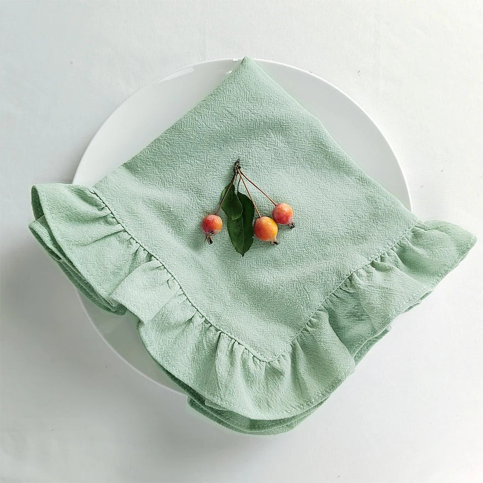 Ten Piece Set Of Soft Cotton Flounced Napkins - The House Of BLOC