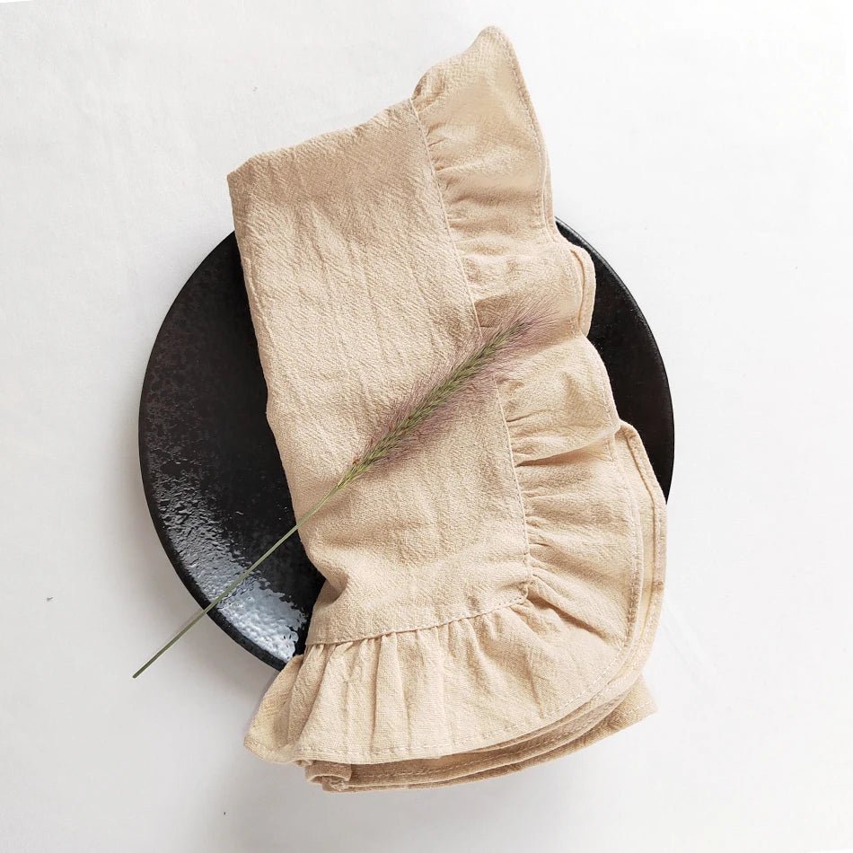 Ten Piece Set Of Soft Cotton Flounced Napkins - The House Of BLOC