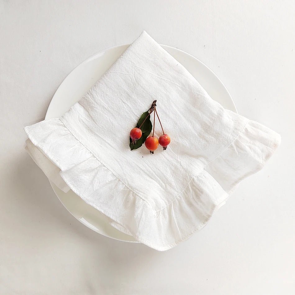 Ten Piece Set Of Soft Cotton Flounced Napkins - The House Of BLOC