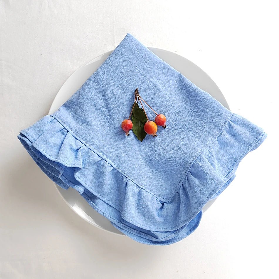 Ten Piece Set Of Soft Cotton Flounced Napkins - The House Of BLOC