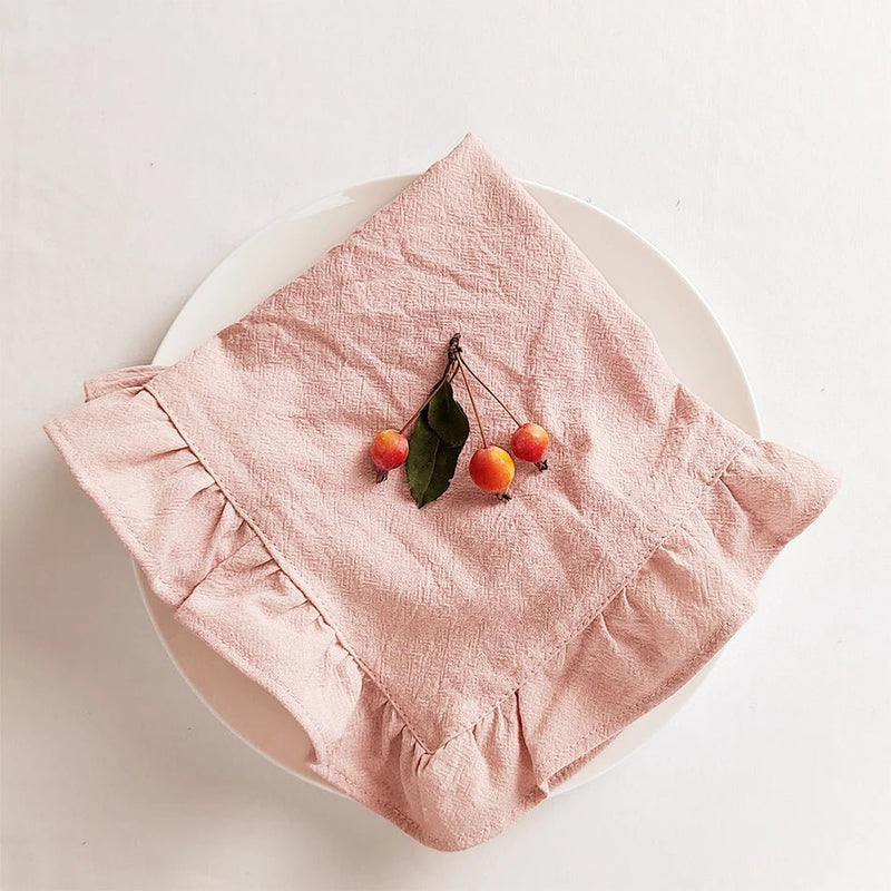 Ten Piece Set Of Soft Cotton Flounced Napkins - The House Of BLOC