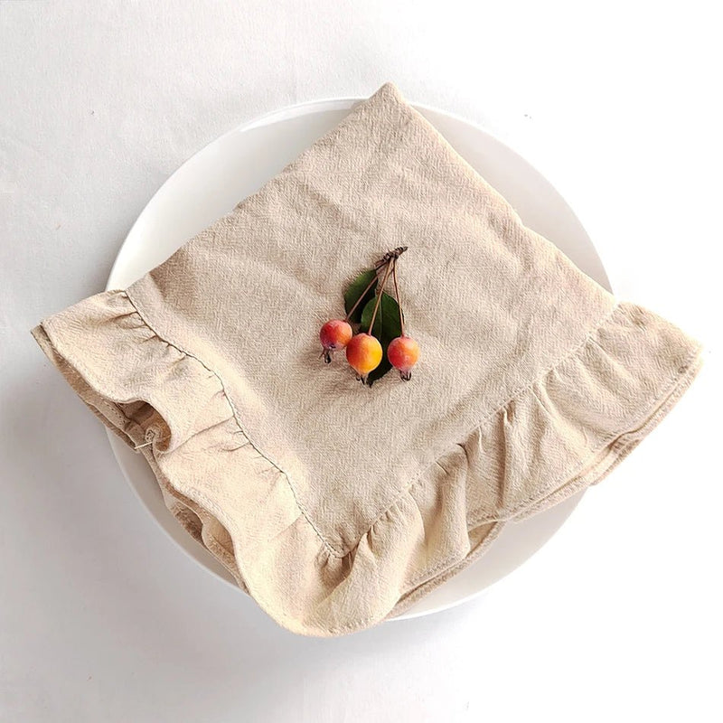 Ten Piece Set Of Soft Cotton Flounced Napkins - The House Of BLOC