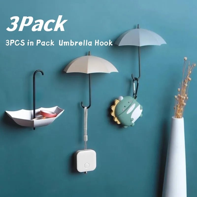 Three Piece Set Of Cute Umbrella Wall Hooks - The House Of BLOC
