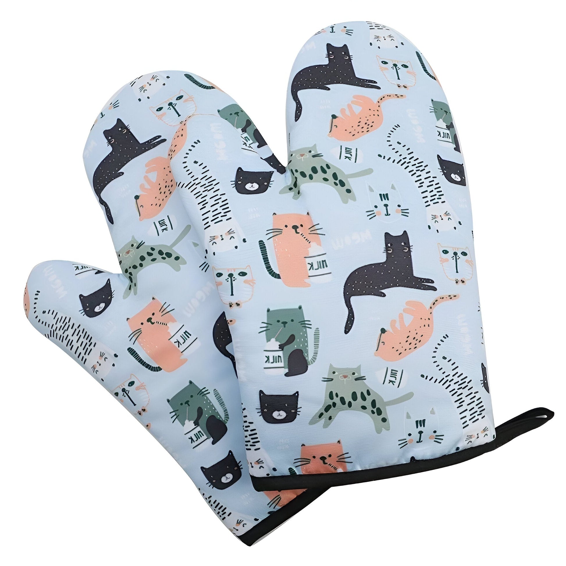 Two Piece Set Of Cat Design Oven Gloves - The House Of BLOC