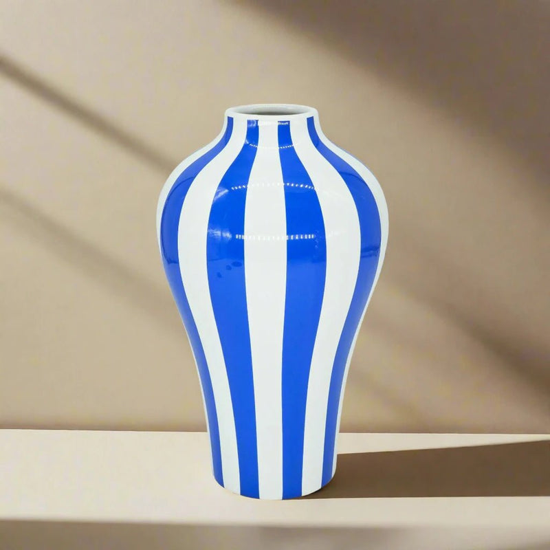 Vibrant Blue Geometric Ceramic Vase - The House Of BLOC