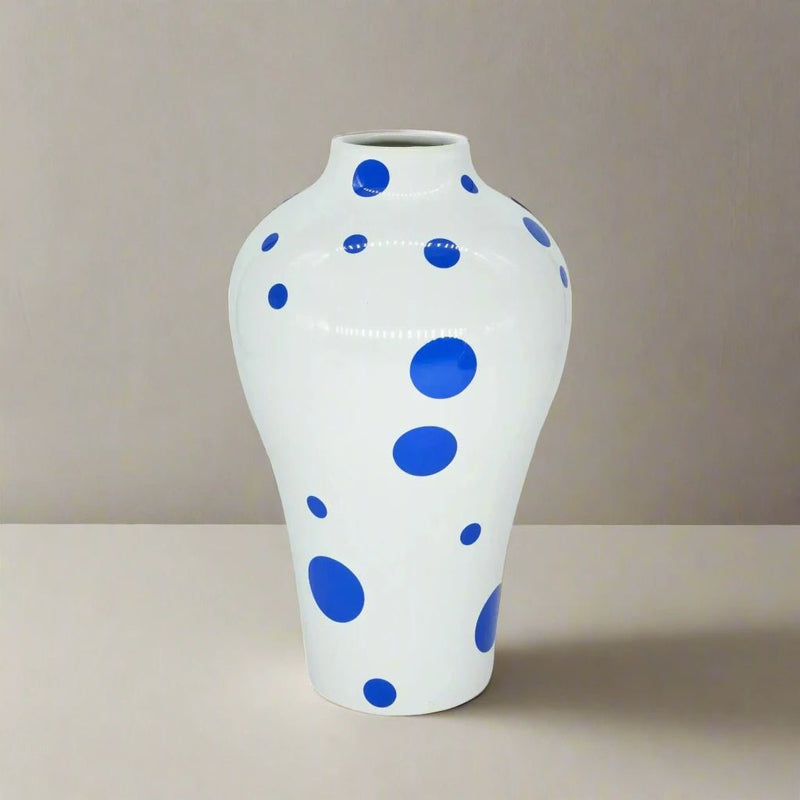 Vibrant Blue Geometric Ceramic Vase - The House Of BLOC