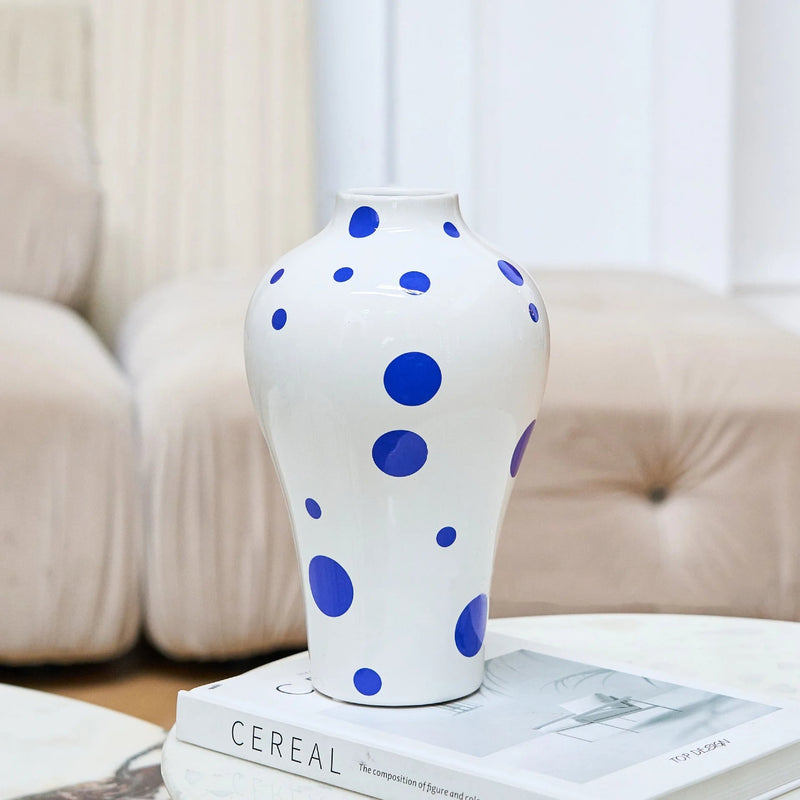 Vibrant Blue Geometric Ceramic Vase - The House Of BLOC