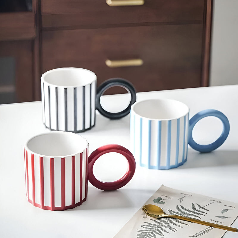 Vintage Style Striped Coffee Cup - The House Of BLOC