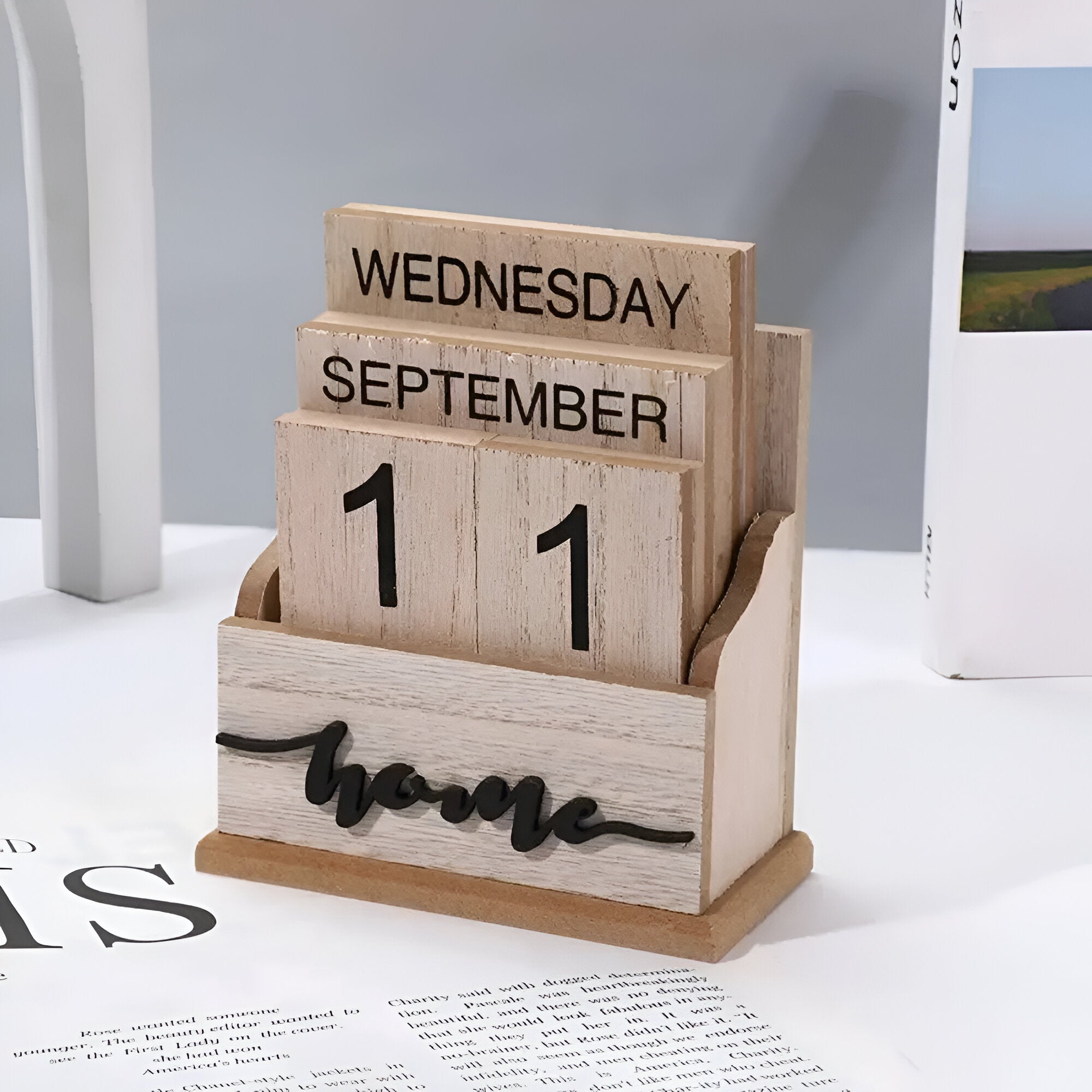 Vintage Style Wooden Block Calendar - The House Of BLOC