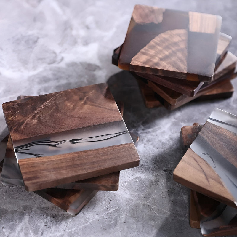 Walnut Wood & Resin Insulated Coaster - The House Of BLOC