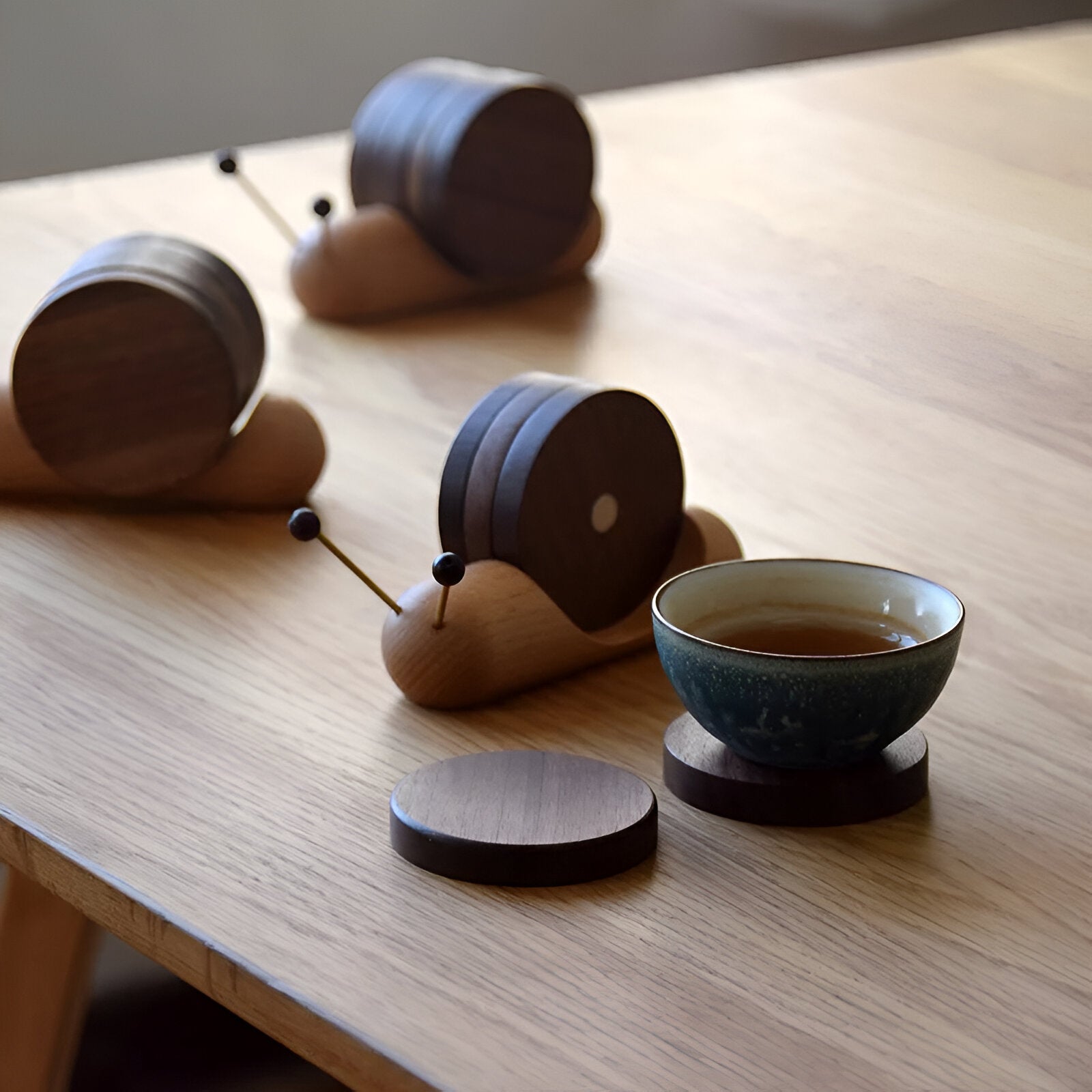 Walnut Wood Snail Tea & Coffee Cup Coaster - The House Of BLOC