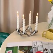 Wavy Design Ceramic Candlestick Decoration - The House Of BLOC