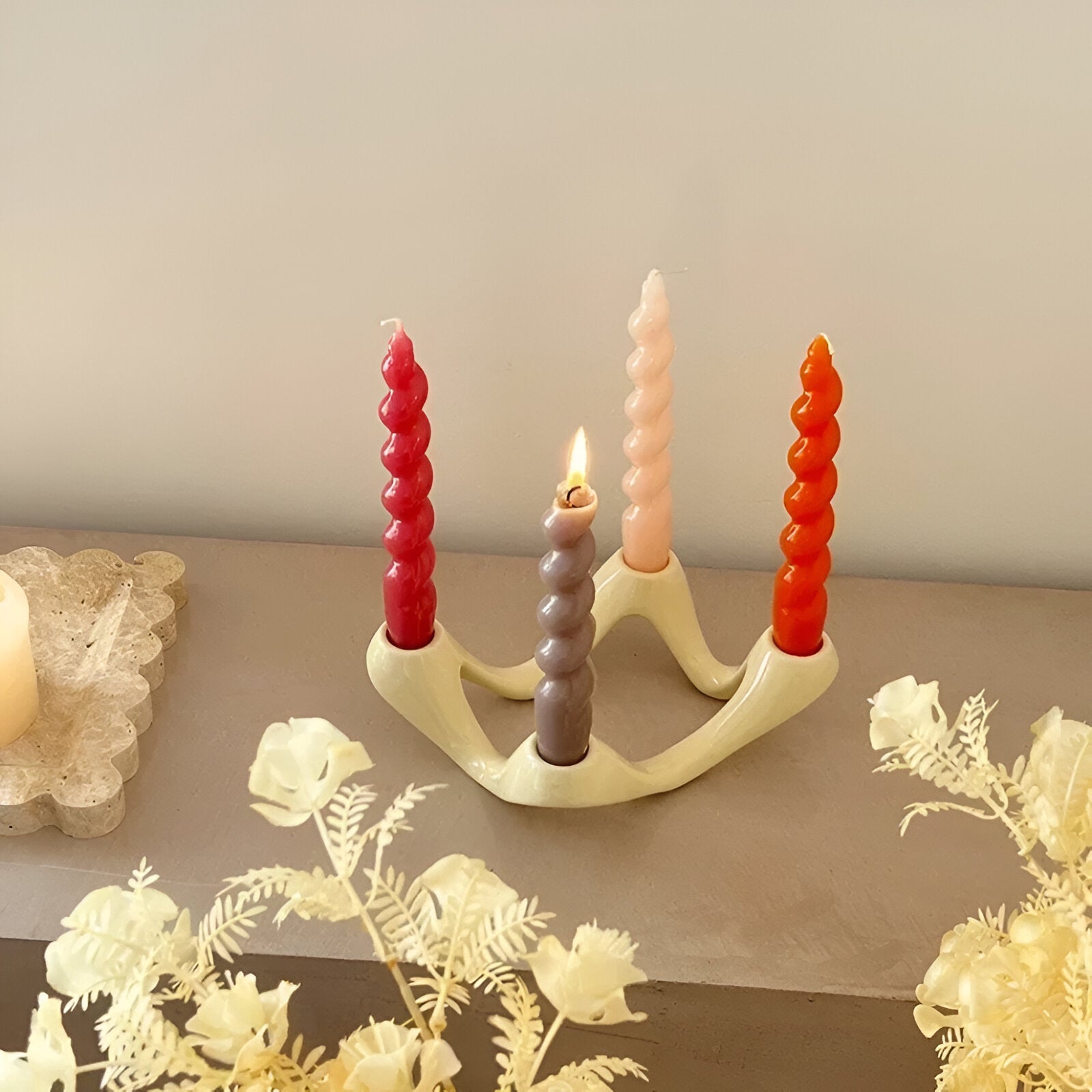 Wavy Design Ceramic Candlestick Decoration - The House Of BLOC