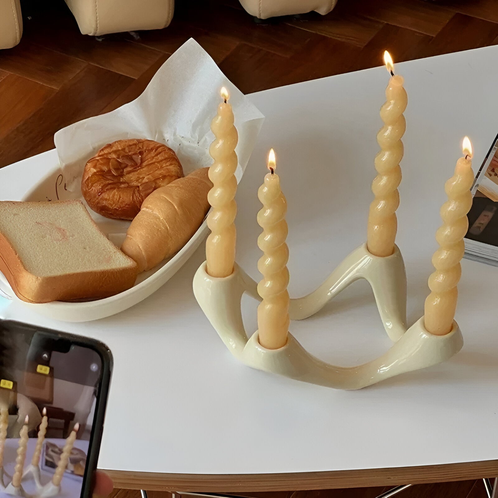 Wavy Design Ceramic Candlestick Decoration - The House Of BLOC