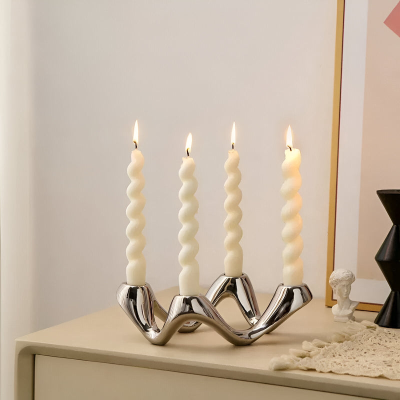 Wavy Design Ceramic Candlestick Decoration - The House Of BLOC