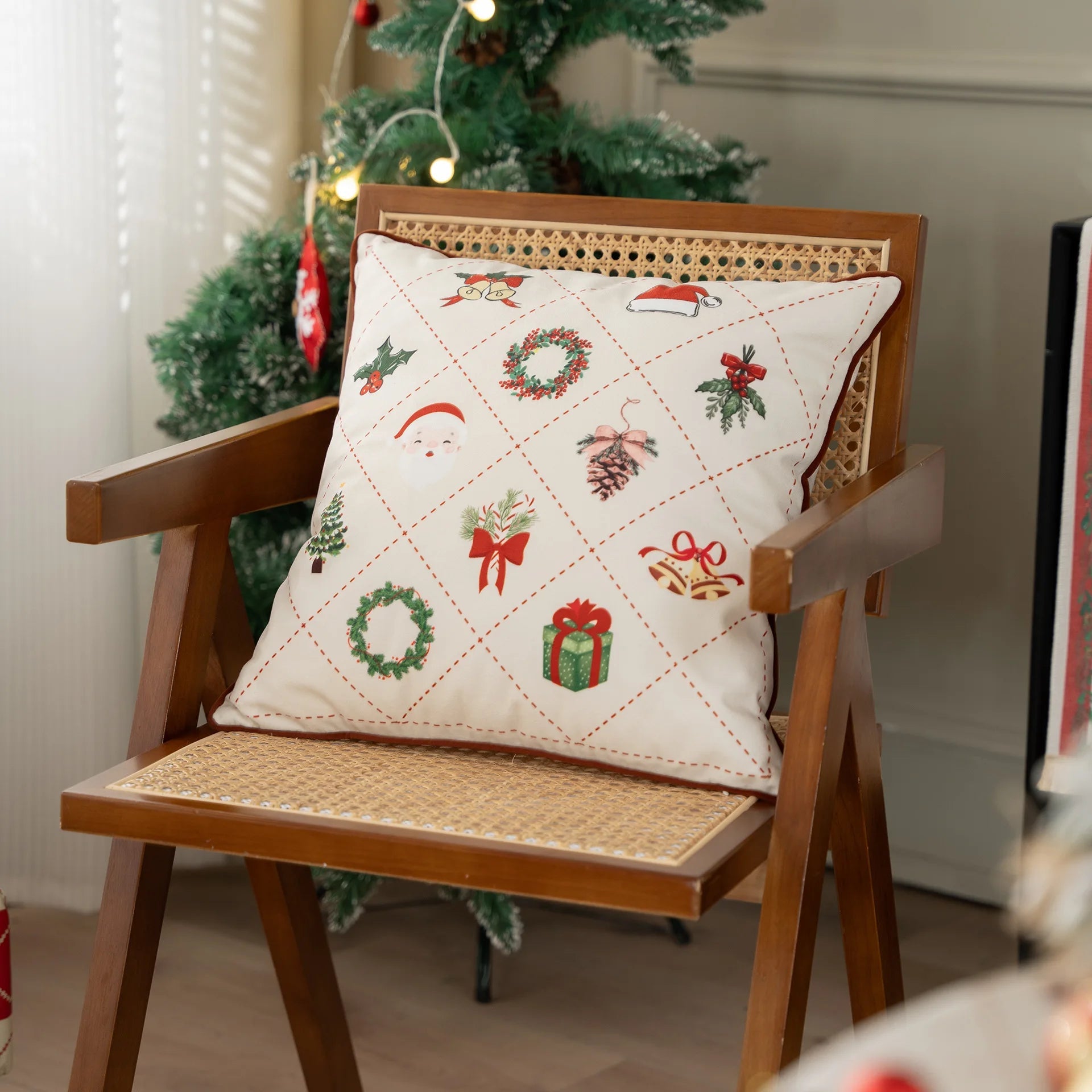 White Christmas Decoration Cushion Cover - The House Of BLOC