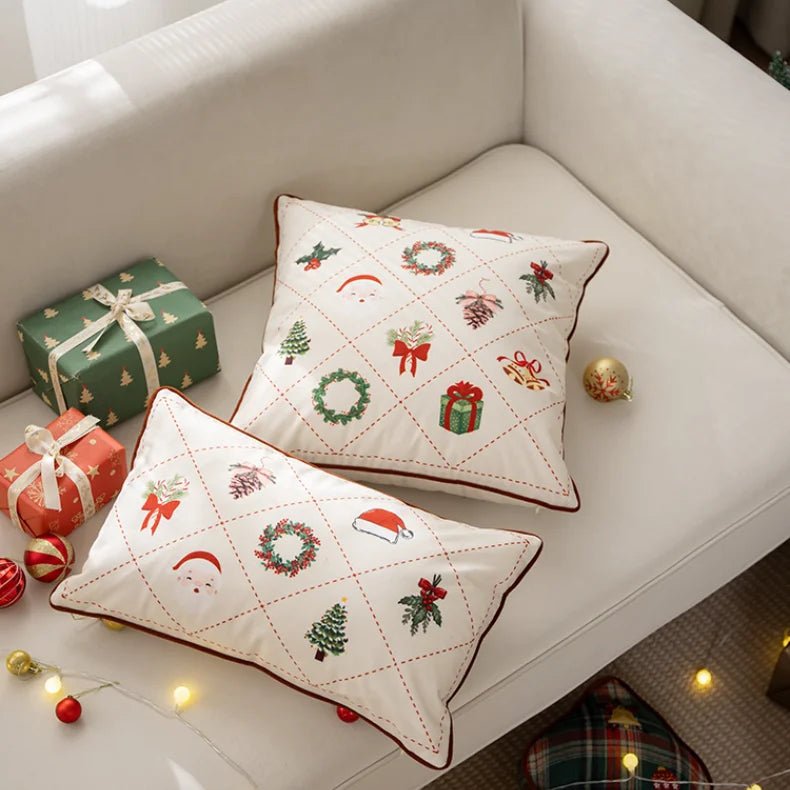 White Christmas Decoration Cushion Cover - The House Of BLOC