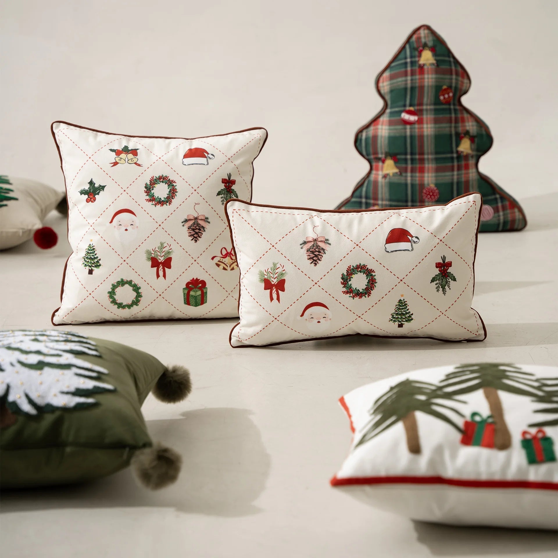 White Christmas Decoration Cushion Cover - The House Of BLOC