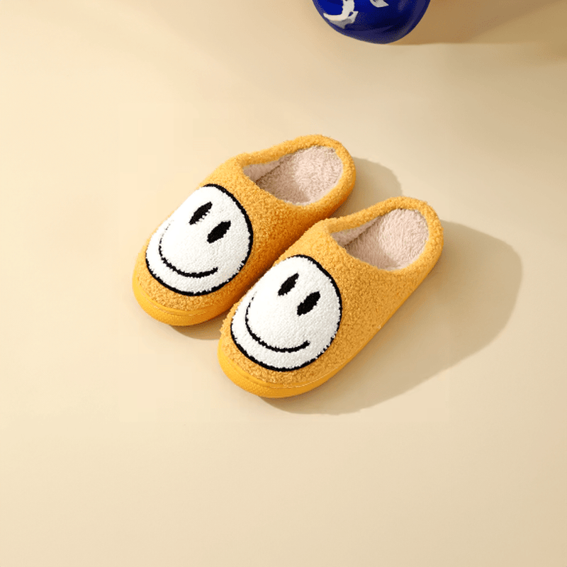 Yellow And White Smiley Home Slippers - The House Of BLOC