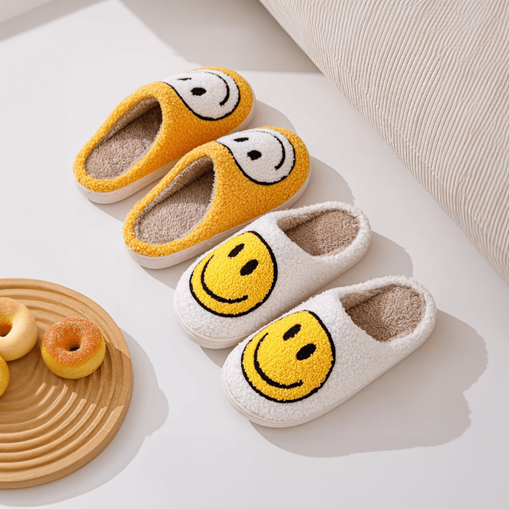 Yellow Smiley Home Slippers - The House Of BLOC