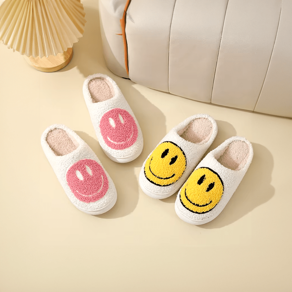 Yellow Smiley Home Slippers - The House Of BLOC