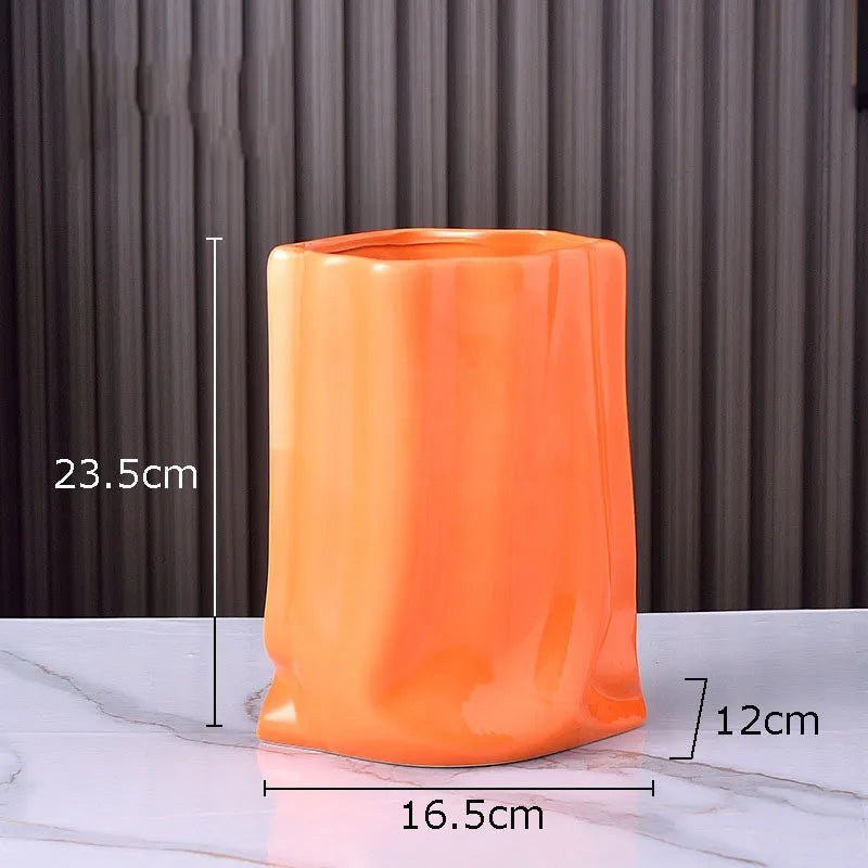 Abstract Pleated Texture Ceramic Vase - The House Of BLOC