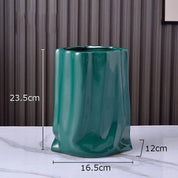 Abstract Pleated Texture Ceramic Vase - The House Of BLOC